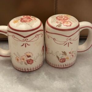 Elegant Pink and Cream Ceramic Salt and Pepper Shaker